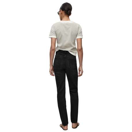 Jean en coton noir légèrement délavé à coupe regular fit et taille haute - Image 2