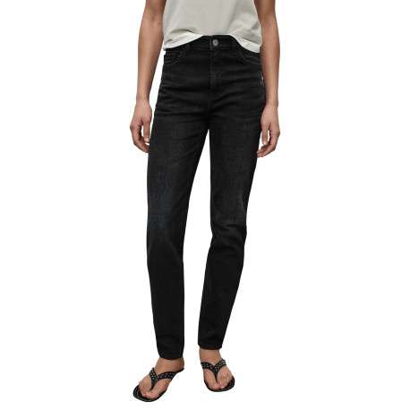Jean en coton noir légèrement délavé à coupe regular fit et taille haute - Image 3