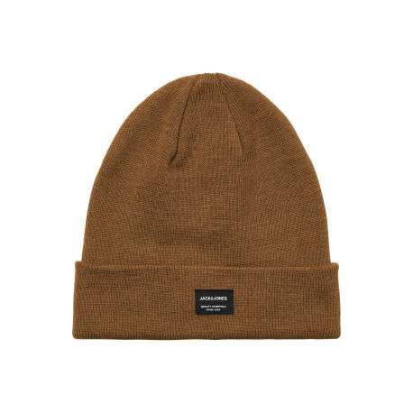 Bonnet camel en maille fine avec un patch noir sur le revers