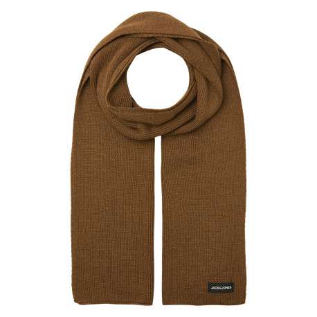 Echarpe camel en maille fine avec un patch iconique noir et blanc