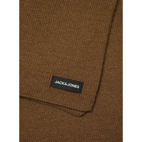 Echarpe camel en maille fine avec un patch iconique noir et blanc - Image 2
