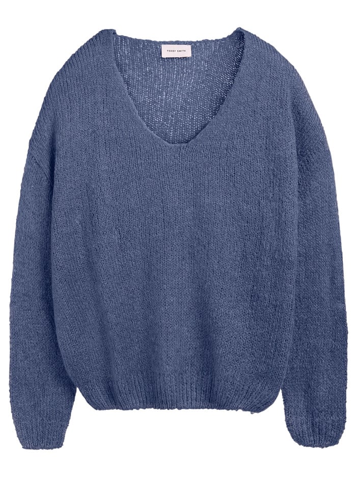 Pull en laine mélangée bleu...