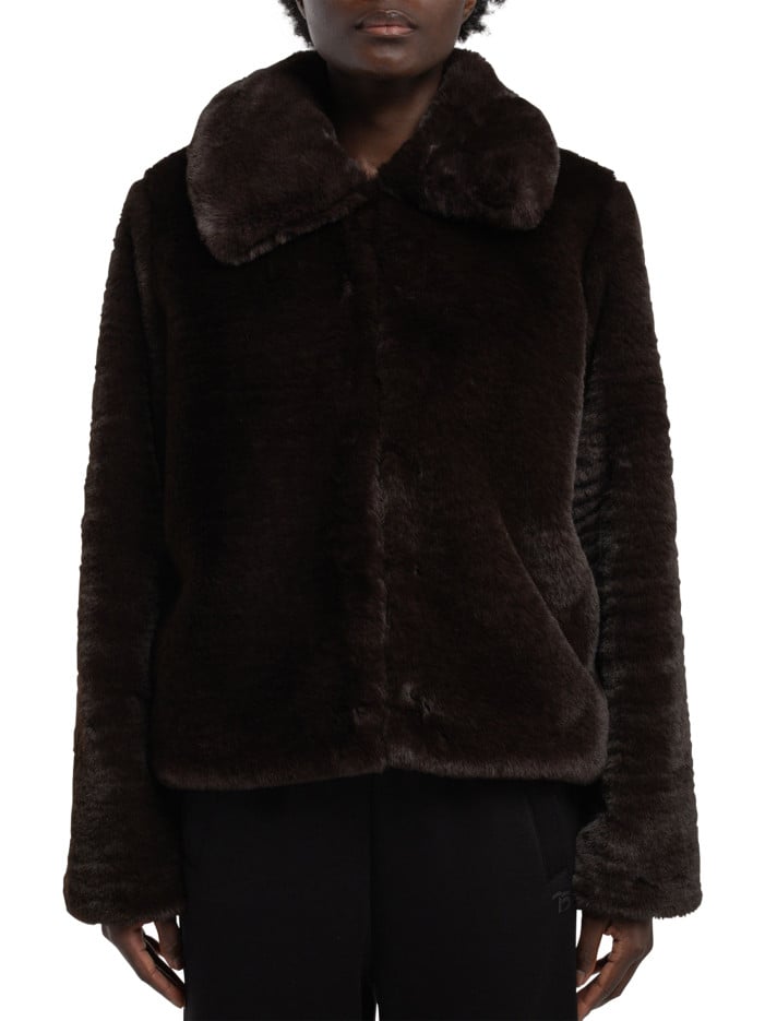 Manteau marron uni aspect...