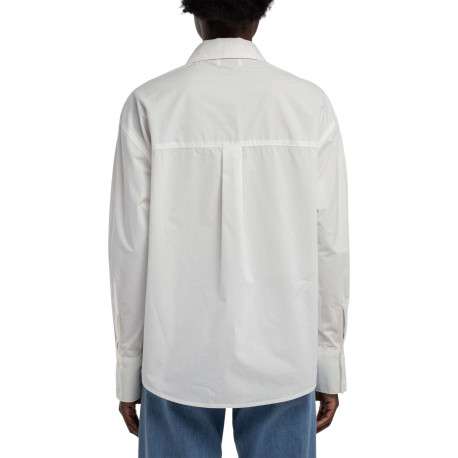 Chemisier en coton blanc uni à coupe droite avec de la broderie ajourée - Image 2