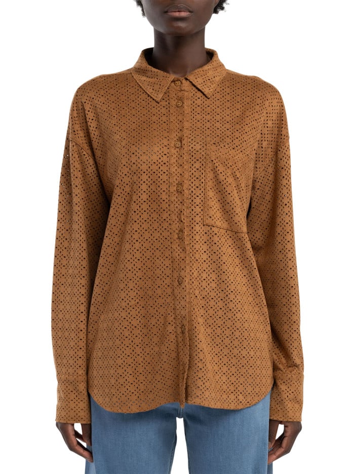 Chemisier camel uni aspect...