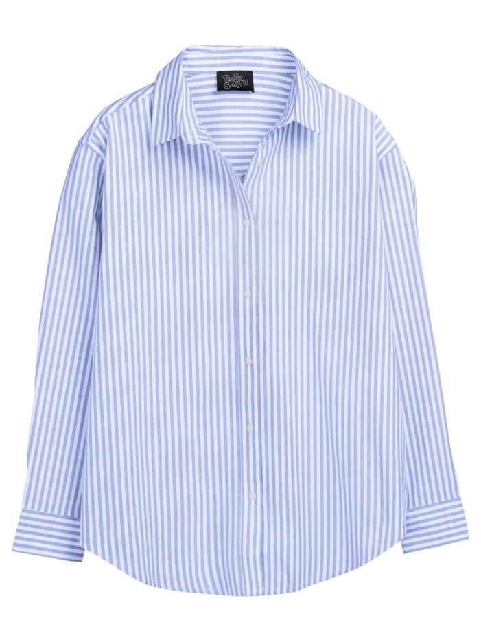 Chemisier bleu à rayures et...