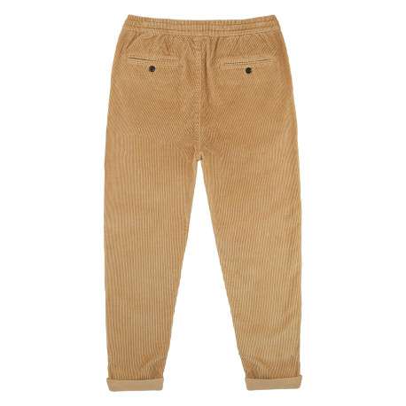 Pantalon en coton beige en velours côtelé à coupe regular fit avec des liens - Image 2