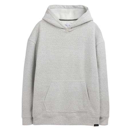 Sweat à capuche gris clair chiné en tissu éponge à coupe droite