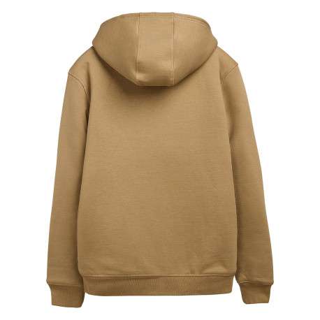 Sweat à capuche zippé en coton mélangé beige uni à coupe droite - Image 2