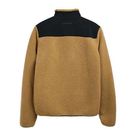 Veste zippée camel bi-matière avec un col montant et des poches - Image 2