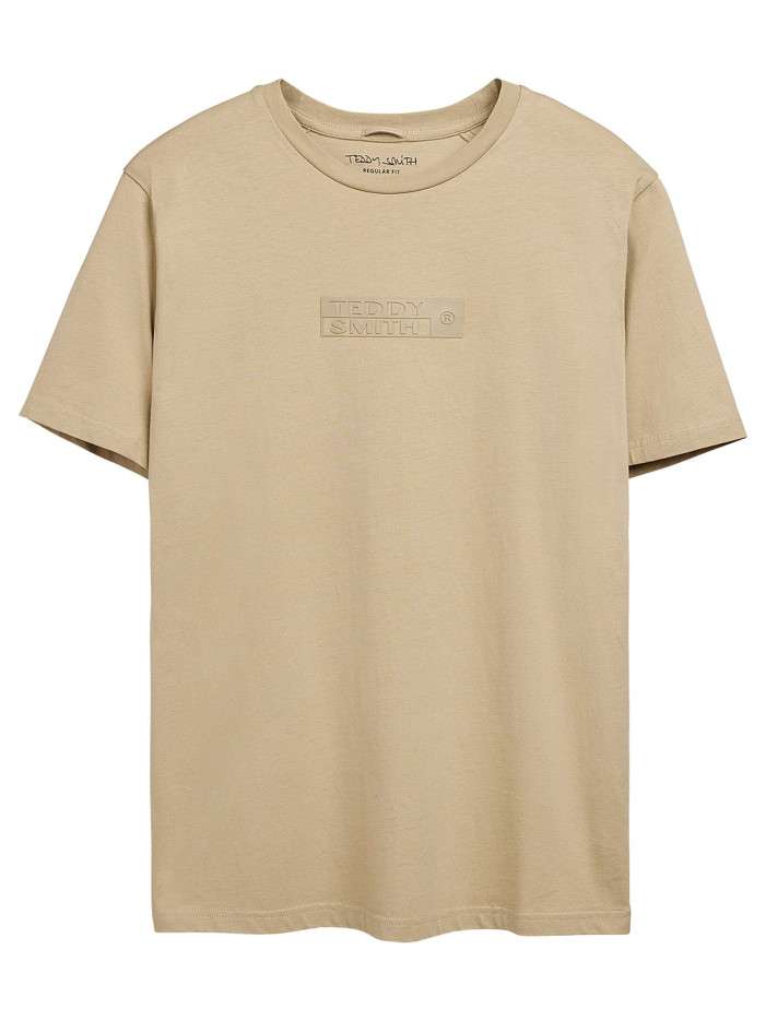 T-shirt en coton beige uni...