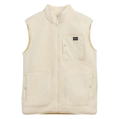 Veste sans manches écrue unie zippée en sherpa avec un col montant
