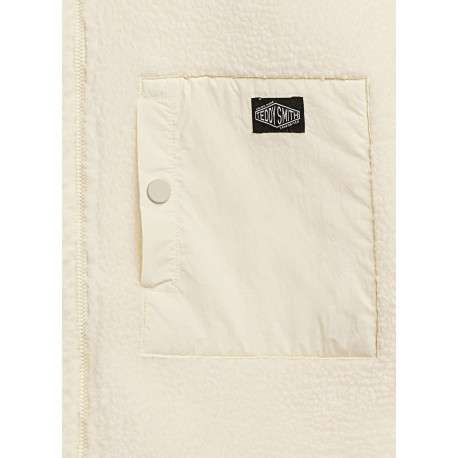 Veste sans manches écrue unie zippée en sherpa avec un col montant - Image 3