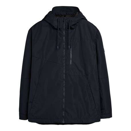 Imperméable bleu marine uni zippé à l'avant avec un col à capuche