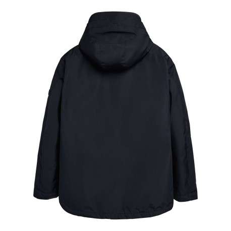 Imperméable bleu marine uni zippé à l'avant avec un col à capuche - Image 2