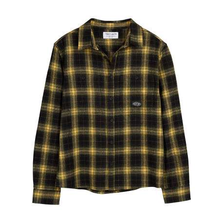 Chemise en coton jaune à carreaux avec une coupe regular fit