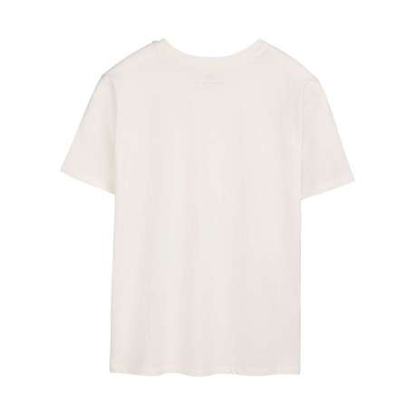 T-shirt en coton blanc imprimé à l'avant avec un col rond et une coupe droite - Image 2