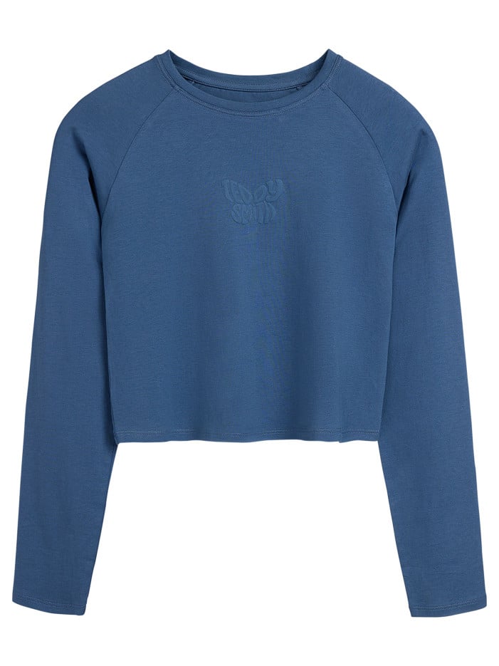 Top en coton bleu uni court...