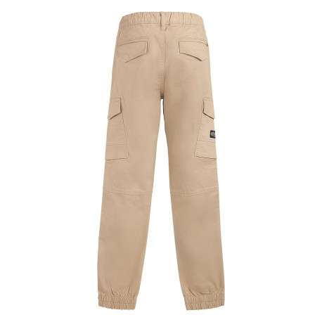 Pantalon cargo en coton beige uni à coupe regular fit et taille élastiquée - Image 2