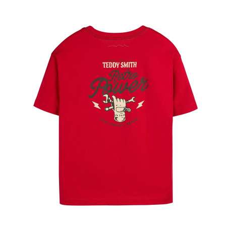 T-shirt en coton rouge imprimé à la poitrine et au dos avec un col rond - Image 2