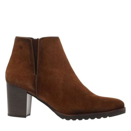 Boots en cuir brunes avec semelle à talon décroché moyen et glissière