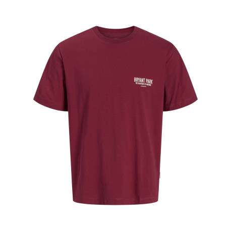T-shirt en coton rouge avec une coupe droite et un imprimé urbain