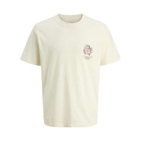 T-shirt en coton écru avec imprimé floral et une coupe droite
