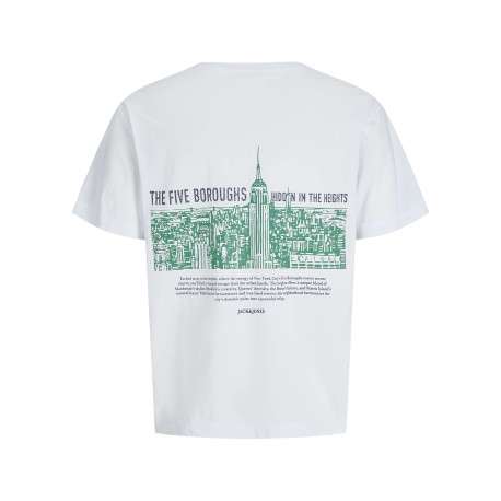 T-shirt en coton blanc uni avec un imprimé urbain et un col rond - Image 2
