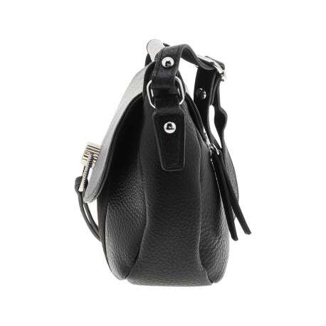 Sac à bandoulière noir uni effet grainé avec bandoulière ajustable - Image 2