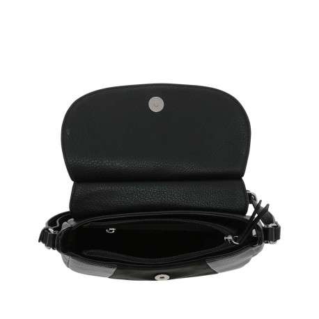 Sac à bandoulière noir uni effet grainé avec bandoulière ajustable - Image 4
