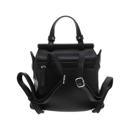 Sac à dos noir uni effet grainé avec fines bretelles ajustables - Image 3