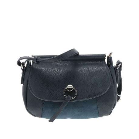 Sac à bandoulière bleu marine uni effet grainé avec bandoulière ajustable
