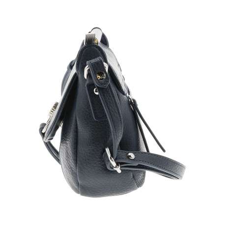 Sac à bandoulière bleu marine uni effet grainé avec bandoulière ajustable - Image 2