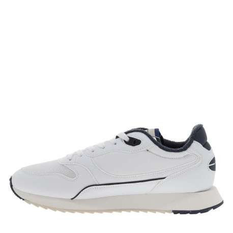 Baskets running blanches avec semelle bicolore à talon plat et lacets