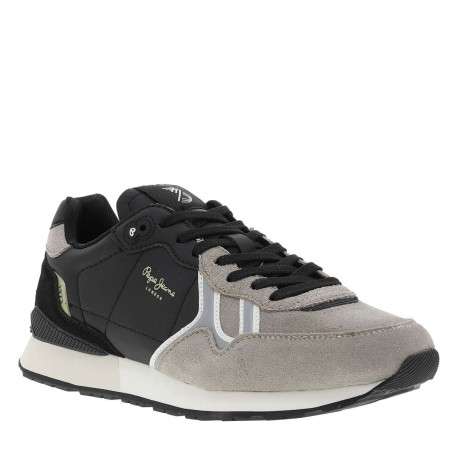 Baskets running en cuir noires avec semelle à talon plat et lacets - Image 3