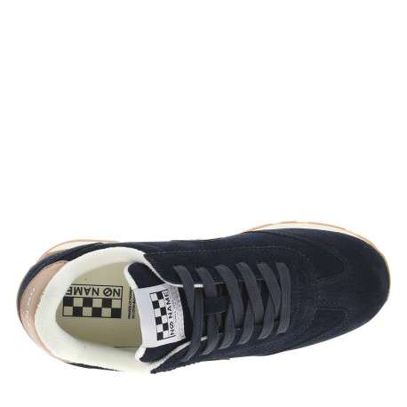 Baskets running en cuir bleu marine avec semelle à talon compensé bas et lacets - Image 4