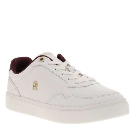 Tennis en cuir blanches avec semelle à talon plat et contrefort contrasté - Image 3