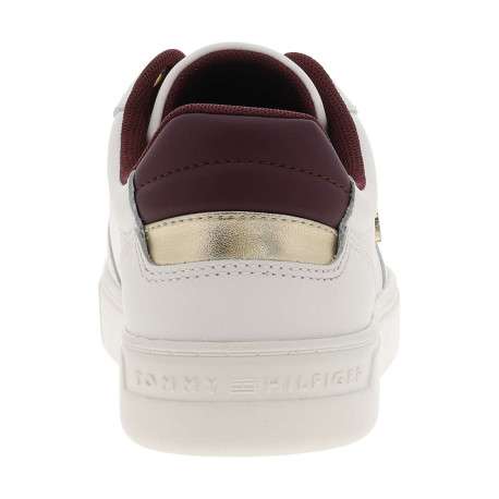 Tennis en cuir blanches avec semelle à talon plat et contrefort contrasté - Image 6