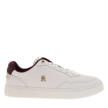 Tennis en cuir blanches avec semelle à talon plat et contrefort contrasté - Image 2