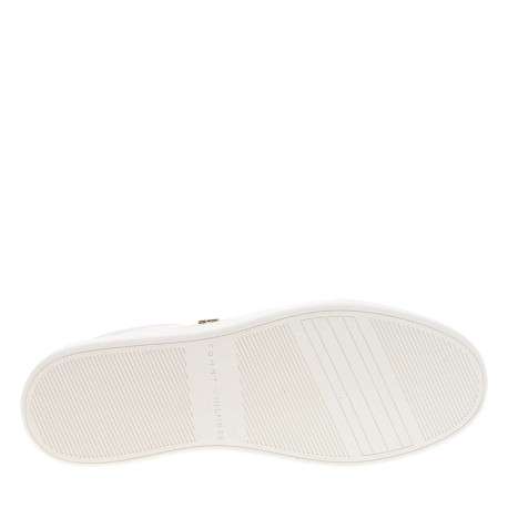 Tennis en cuir blanches avec semelle à talon plat et contrefort contrasté - Image 5