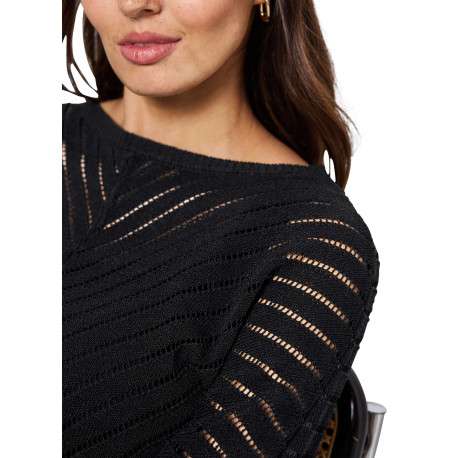 Pull en coton mélangé noir uni avec une coupe droite et un col rond - Image 5