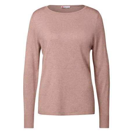Pull rose uni avec une coupe droite à col rond et des manches longues