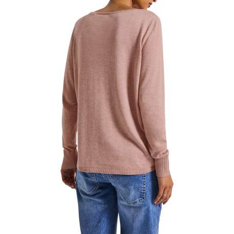 Pull rose uni avec une coupe droite à col rond et des manches longues - Image 3