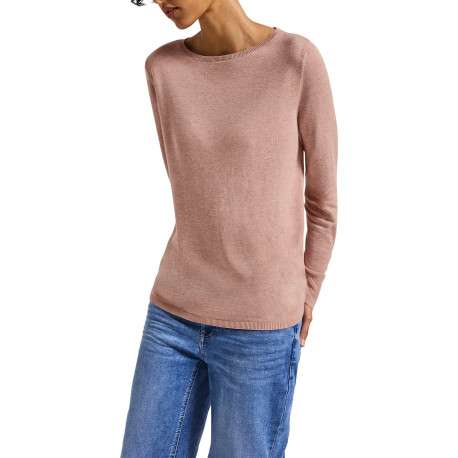 Pull rose uni avec une coupe droite à col rond et des manches longues - Image 4