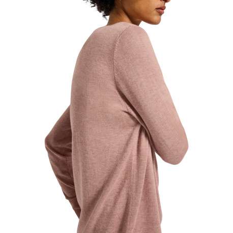 Pull rose uni avec une coupe droite à col rond et des manches longues - Image 5