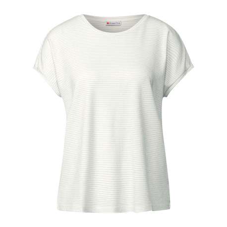 T-shirt écru uni avec une coupe droite à col rond et des manches courtes