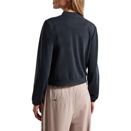 Blouson marine uni avec une coupe droite à col rond et des boutons - Image 3