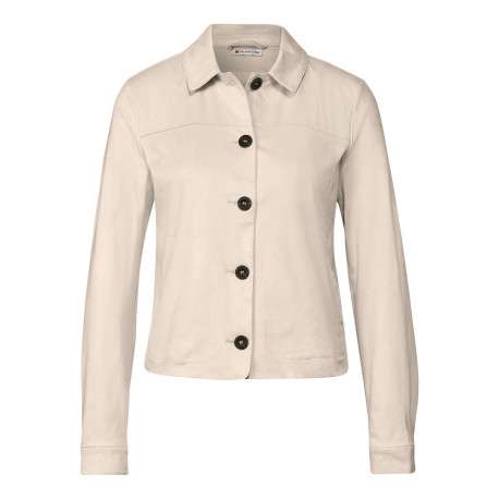 Blouson écru uni avec une coupe droite et un col rond