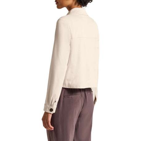 Blouson écru uni avec une coupe droite et un col rond - Image 3