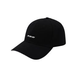 Casquette en coton biologique noire unie avec logo iconique à l'avant